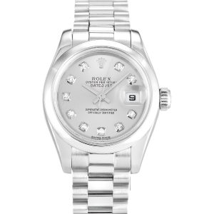 Rolex Datejust Lady 179166 Ladies 26 Mm Platinum Case Automatic Movement