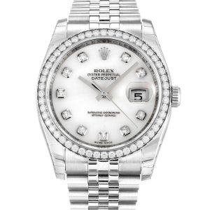 Rolex Datejust 116244 Ladies 36 Mm Steel & White Gold Set With Diamonds Case Automatic Movement