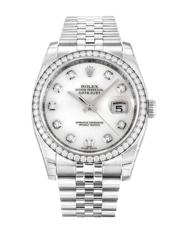 Rolex Datejust 116244 Ladies 36 Mm Steel & White Gold Set With Diamonds Case Automatic Movement