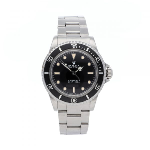 Men Rolex Vintage Submariner No Date 5513 Dial Black Stainless Steel