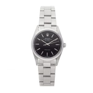 Ladies Dial Black Rolex Air King 14000 Case 34mm Stainless Steel