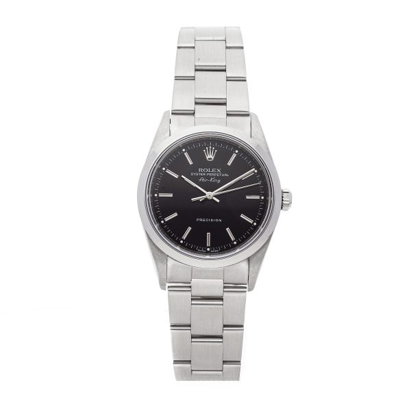 Ladies Dial Black Rolex Air King 14000 Case 34mm Stainless Steel