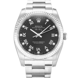 Rolex Air-king 114234 Unisex 34 Mm Steel & White Gold Case Automatic Movement