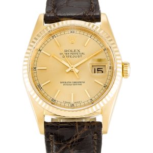 Rolex Datejust 16238 Mens 36 Mm Yellow Gold Case Automatic Movement