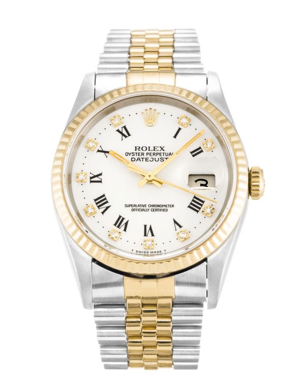 Rolex Datejust 16233 Mens 36 Mm Steel & Yellow Gold Case Automatic Movement