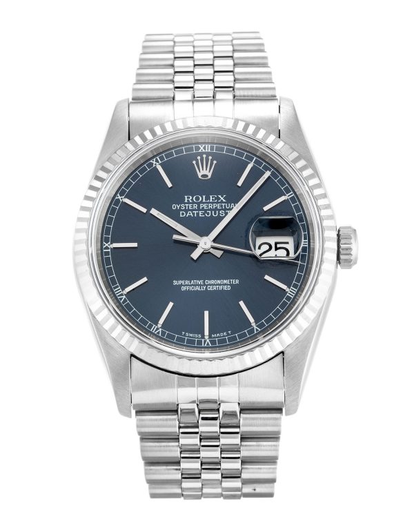 Rolex Datejust 16234 Mens 36 Mm Steel & White Gold Case Automatic Movement