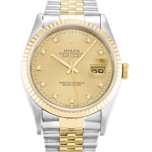 Rolex Datejust 16233 Mens 36 Mm Steel & Yellow Gold Case Automatic Movement