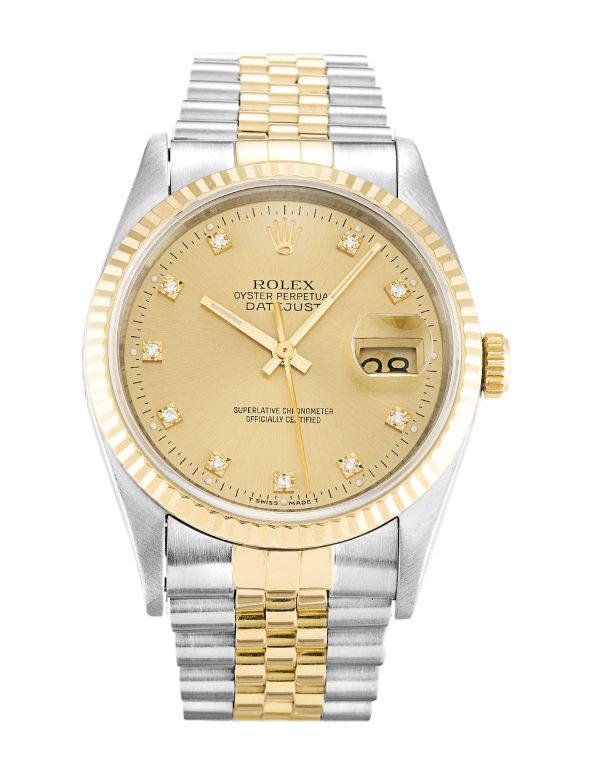 Rolex Datejust 16233 Mens 36 Mm Steel & Yellow Gold Case Automatic Movement