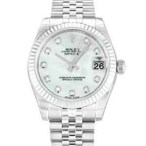 Rolex Datejust Lady 178274 Ladies 31 Mm Steel & White Gold Case Automatic Movement