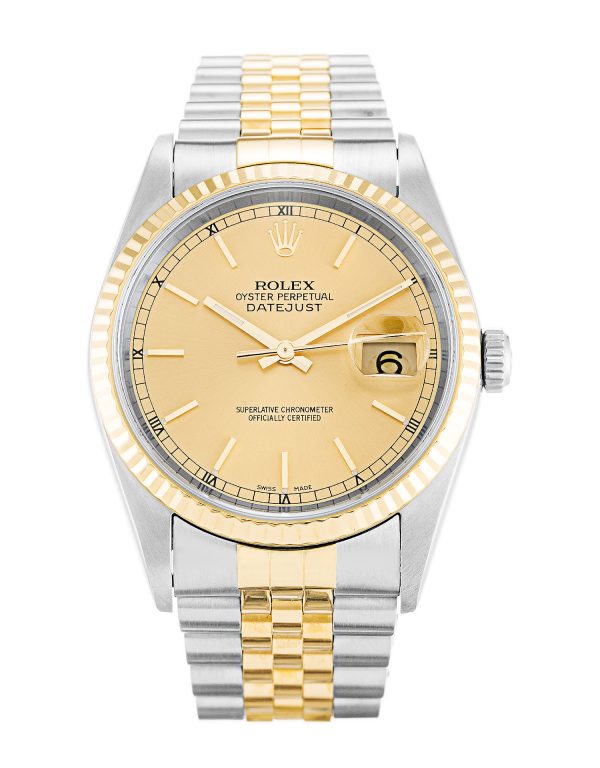 Rolex Datejust 16233 Mens 36 Mm Steel & Yellow Gold Case Automatic Movement