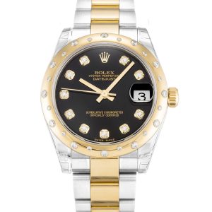 Rolex Mid-size Datejust 178343 Unisex 31 Mm Steel & Yellow Gold Set With Diamonds Case Automatic Movement