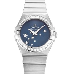 Omega Constellation Ladies 123.15.24.60.03.001 Ladies 24 Mm Steel Set With Diamonds Case Quartz Movement