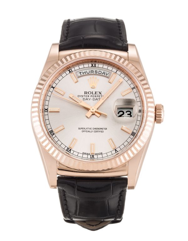 Rolex Day-date 118135 Mens 36 Mm Rose Gold Case Automatic Movement