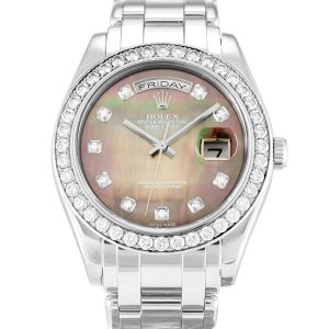 Rolex Day-date 18946 Mens 36 Mm Platinum Set With Diamonds Case Automatic Movement