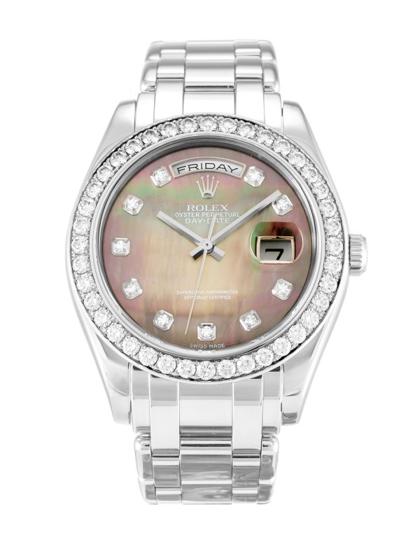 Rolex Day-date 18946 Mens 36 Mm Platinum Set With Diamonds Case Automatic Movement