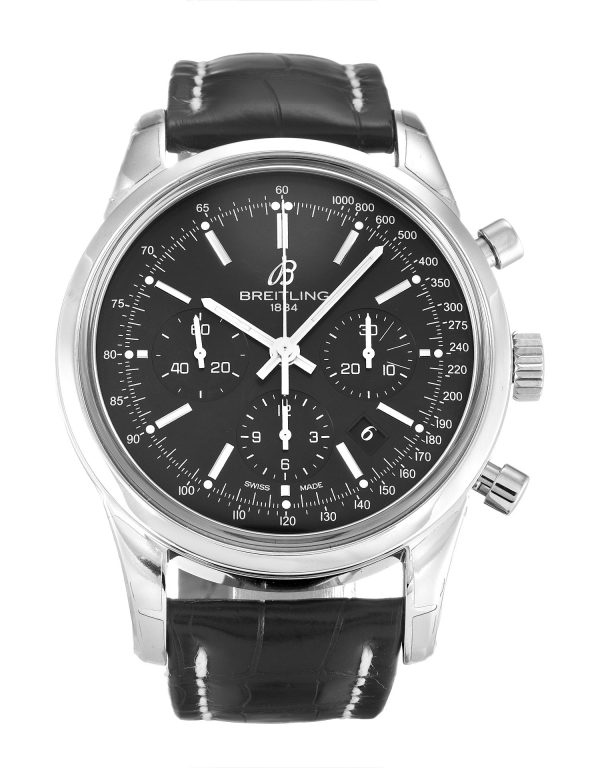 Breitling Transocean Chronograph Ab0152 Mens 43 Mm Steel Case Quartz Movement