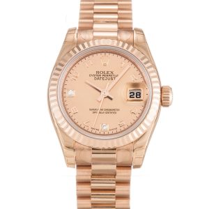 Rolex Datejust Lady 179175f Ladies 26 Mm Rose Gold Case Automatic Movement