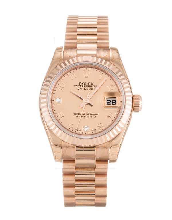 Rolex Datejust Lady 179175f Ladies 26 Mm Rose Gold Case Automatic Movement