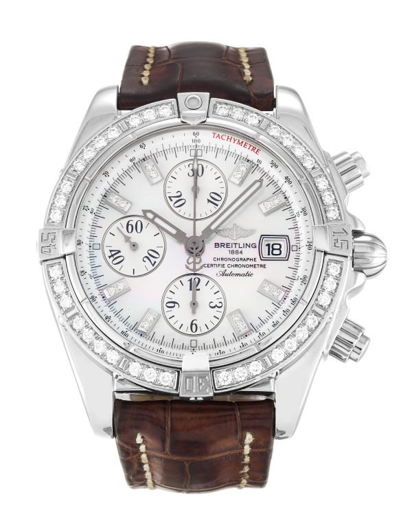 Breitling Chronomat Evolution A13356 Mens 43.7 Mm Steel Set With Diamonds Case Automatic Movement