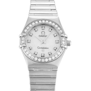 Omega Constellation Mini 1460.75.00 Ladies 22.5 Mm Steel Set With Diamonds Case Quartz Movement