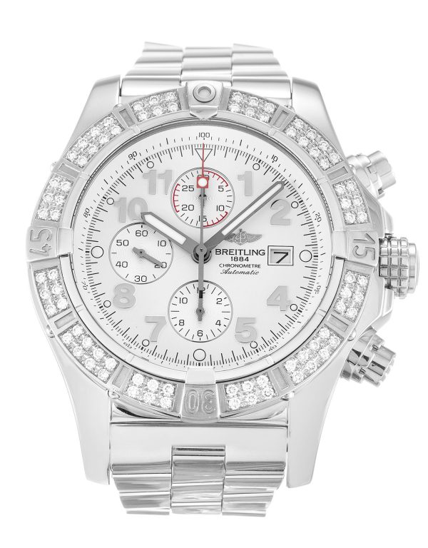 Breitling Super Avenger A13370 Mens 48.4 Mm Steel Set With Diamonds Case Quartz Movement