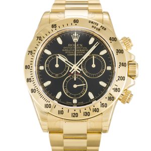 Rolex Daytona 116528 Mens 40 Mm Yellow Gold Case Automatic Movement