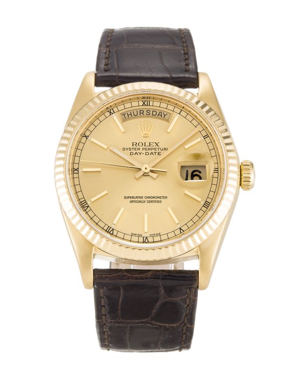 Rolex Day-date 18038 Unisex 36 Mm Yellow Gold Case Automatic Movement