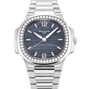 Patek Philippe Nautilus 7018/1a Ladies 33.6 Mm Steel Set With Diamonds Case Quartz Movement