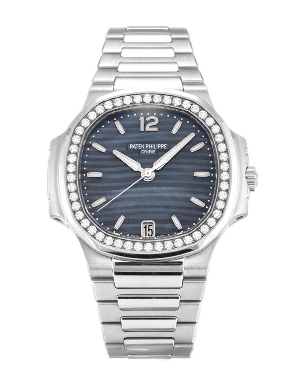 Patek Philippe Nautilus 7018/1a Ladies 33.6 Mm Steel Set With Diamonds Case Quartz Movement