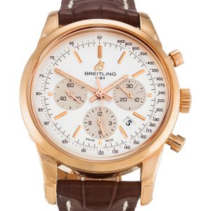 Breitling Transocean Chronograph Rb0152 Mens 46 Mm Rose Gold Case Quartz Movement