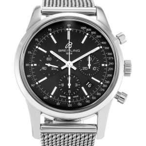 Breitling Transocean Chronograph Ab0152 Mens 43 Mm Steel Case Quartz Movement