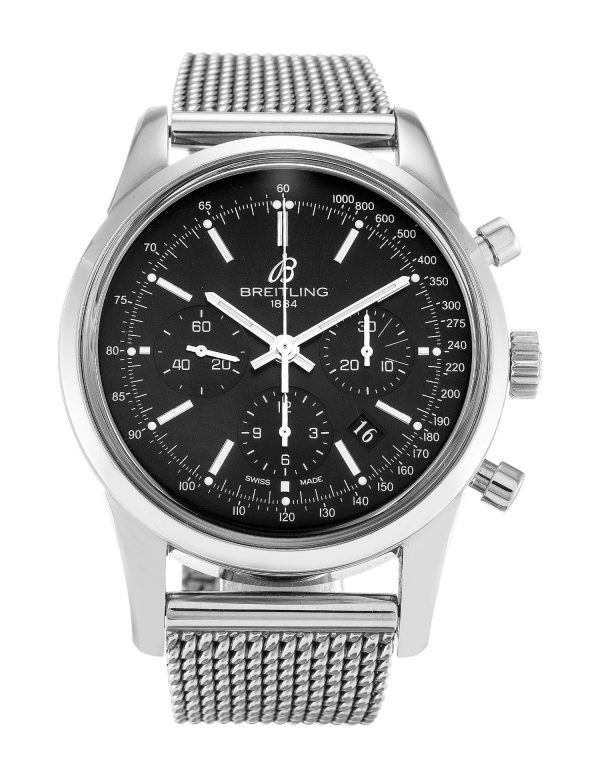 Breitling Transocean Chronograph Ab0152 Mens 43 Mm Steel Case Quartz Movement