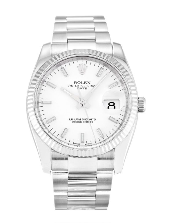 Rolex Oyster Perpetual Date 115234 Unisex 34 Mm Steel & White Gold Case Automatic Movement