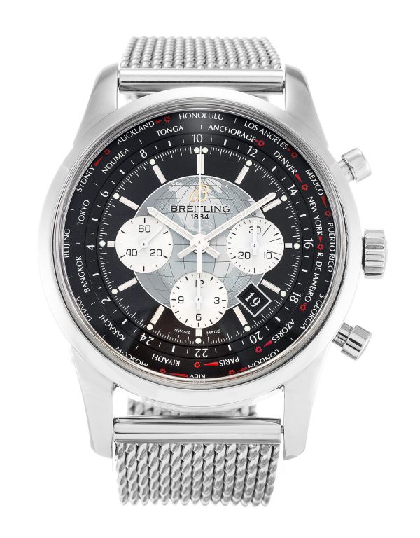 Breitling Transocean Chronograph Ab0510 Mens 46 Mm Steel Case Quartz Movement