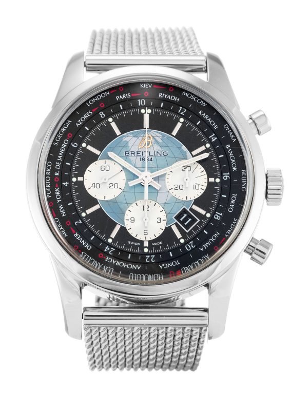 Breitling Transocean Chronograph Ab0510 Mens 46 Mm Steel Case Quartz Movement