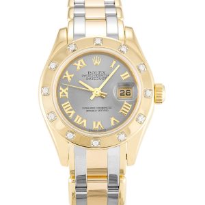 Rolex Pearlmaster 80318 Ladies 28 Mm Yellow Gold Set With Diamonds Case Automatic Movement