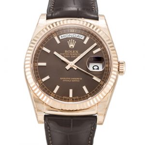 Rolex Day-date 118135 Mens 36 Mm Rose Gold Case Automatic Movement