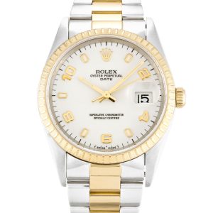 Rolex Oyster Perpetual Date 15223 Unisex 34 Mm Steel & Yellow Gold Case Automatic Movement