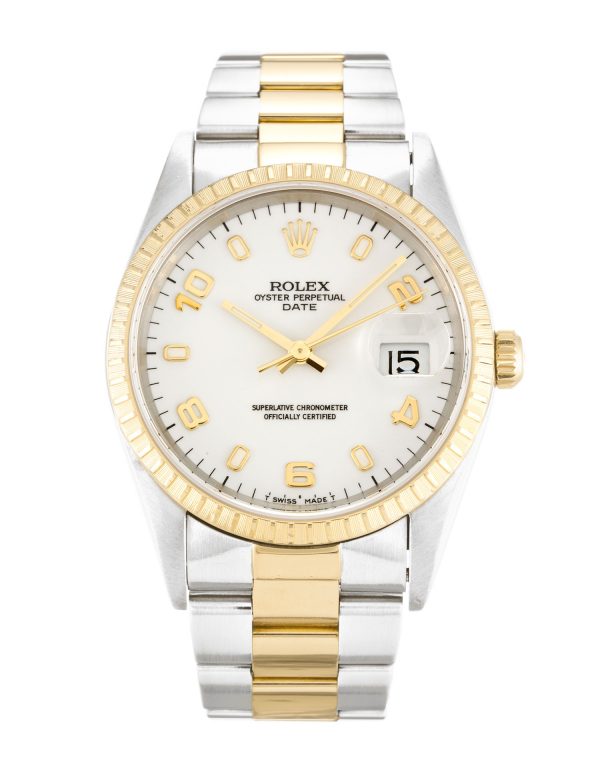 Rolex Oyster Perpetual Date 15223 Unisex 34 Mm Steel & Yellow Gold Case Automatic Movement