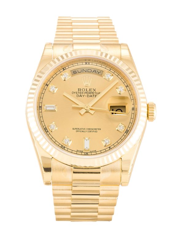 Rolex Day-date 118238 Mens 36 Mm Yellow Gold Case Automatic Movement