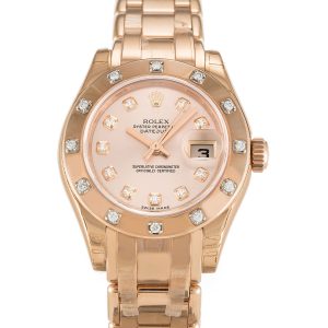 Rolex Pearlmaster 80315 Ladies 29 Mm Rose Gold Set With Diamonds Case Automatic Movement