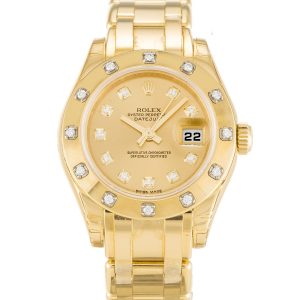 Rolex Pearlmaster 80318 Ladies 29 Mm Yellow Gold Set With Diamonds Case Automatic Movement