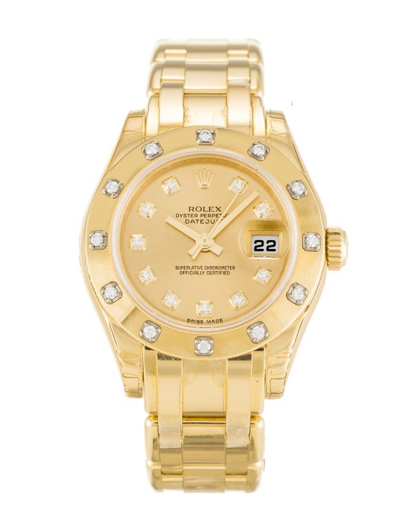 Rolex Pearlmaster 80318 Ladies 29 Mm Yellow Gold Set With Diamonds Case Automatic Movement