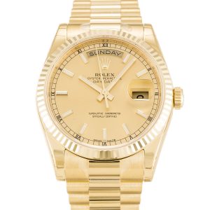 Rolex Day-date 118238 Mens 36 Mm Yellow Gold Case Automatic Movement