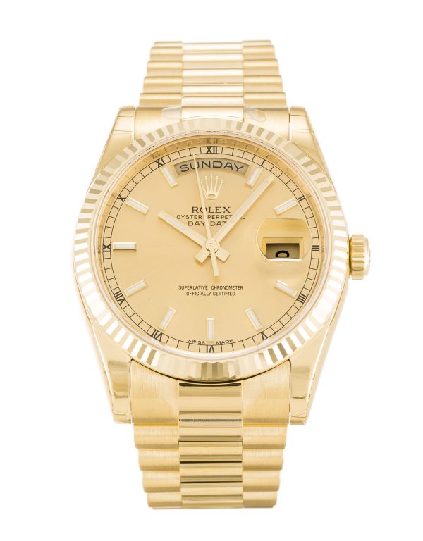 Rolex Day-date 118238 Mens 36 Mm Yellow Gold Case Automatic Movement