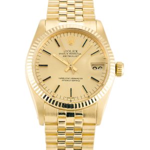 Rolex Mid-size Datejust 6827 Unisex 30 Mm Yellow Gold Case Automatic Movement