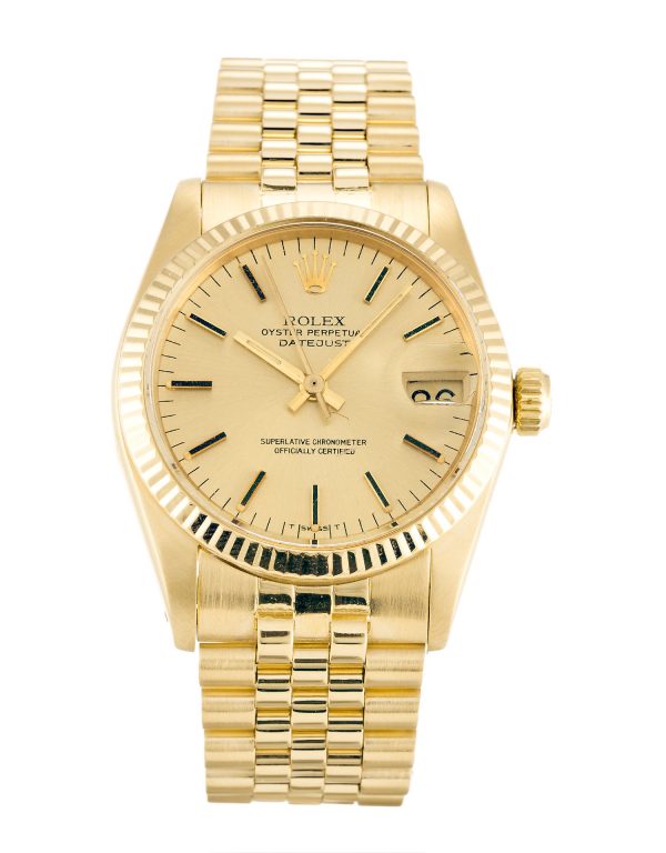 Rolex Mid-size Datejust 6827 Unisex 30 Mm Yellow Gold Case Automatic Movement