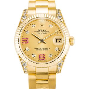 Rolex Mid-size Datejust 178238 Ladies 36 Mm Yellow Gold Set With Diamonds Case Automatic Movement