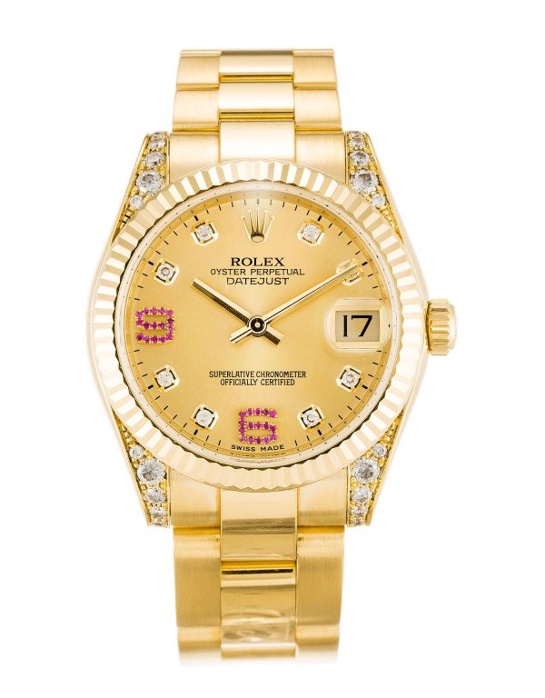 Rolex Mid-size Datejust 178238 Ladies 36 Mm Yellow Gold Set With Diamonds Case Automatic Movement