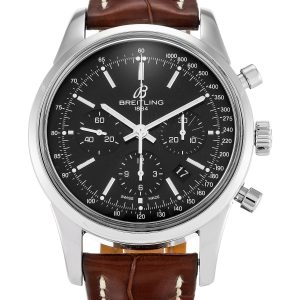 Breitling Transocean Chronograph Ab0152 Mens 43 Mm Steel Case Quartz Movement